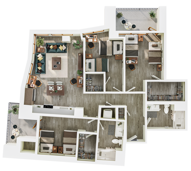3BR/2BA - Double - C2 Double Occupancy floor plan